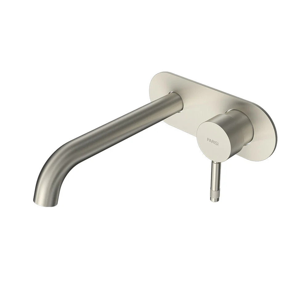 Parisi Tondo II Wall Mixer with 190mm Spout on Elliptical Plate - Brushed Nickel