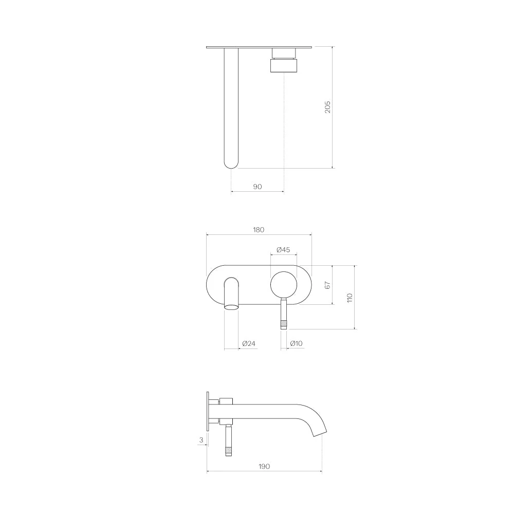 Parisi Tondo II Wall Mixer with 190mm Spout on Elliptical Plate - Chrome - Image 2