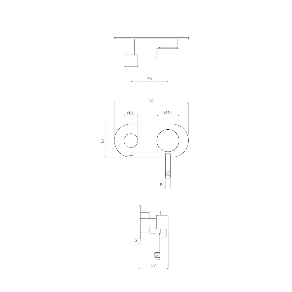 Parisi Tondo II Wall Mixer with 3-Way Diverter - Fucile - Image 2