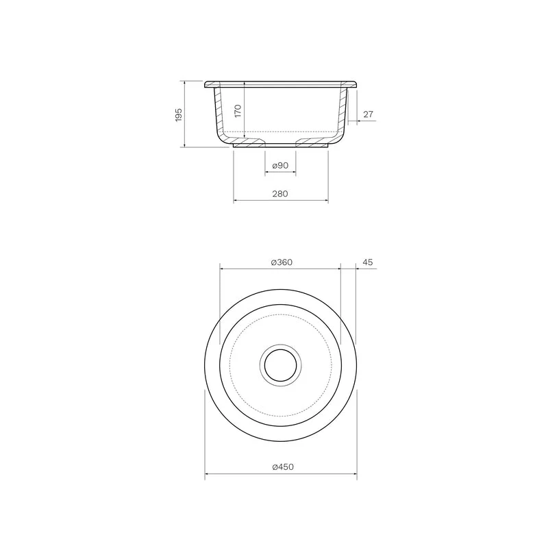 Parisi Tondo Inset Sink Round 450mm - White Gloss - Image 2