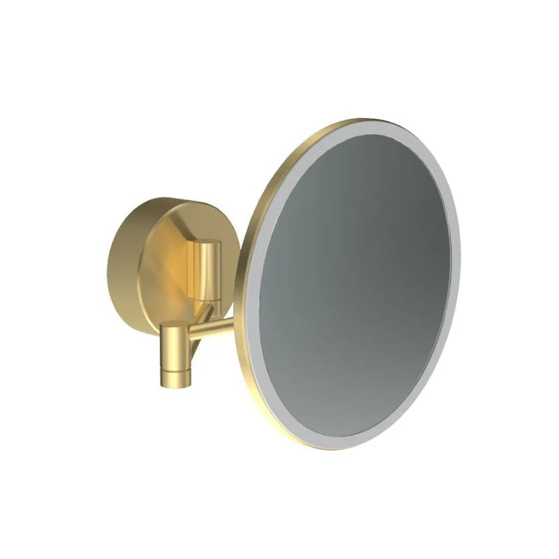 Parisi Tondo II Round Magnifying Mirror with Dual Light - Brushed Brass