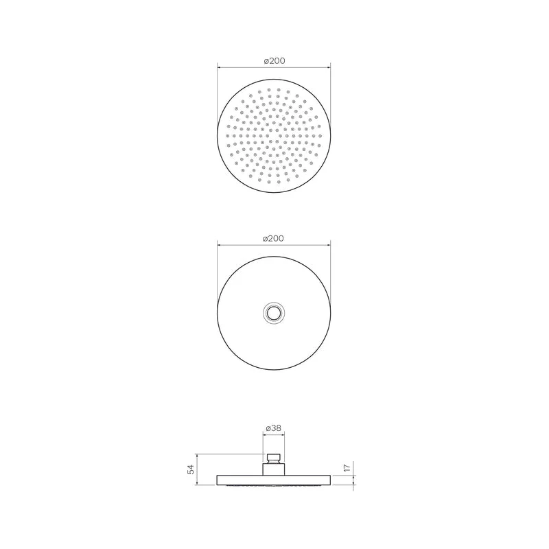 Parisi Tondo Round Shower Head 200mm ABS - Brushed Nickel - Image 2