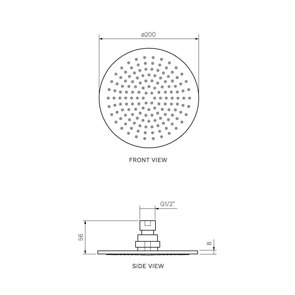 Parisi Tondo Round Shower Head 200mm (Brass) - Chrome - Image 2