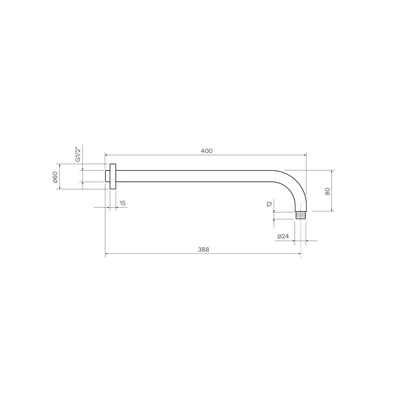 Parisi Tondo Wall Mount Shower Arm Curved - Brushed Brass - Image 2