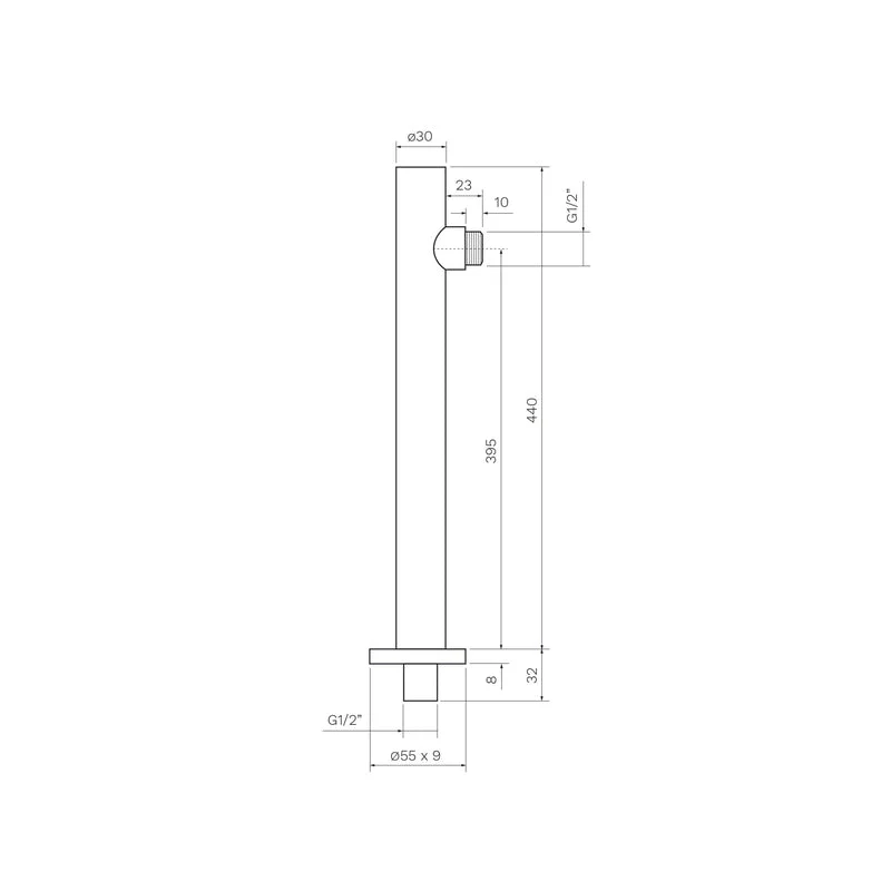 Parisi Tondo Wall Shower Arm 440mm - Matt Bronze - Image 2