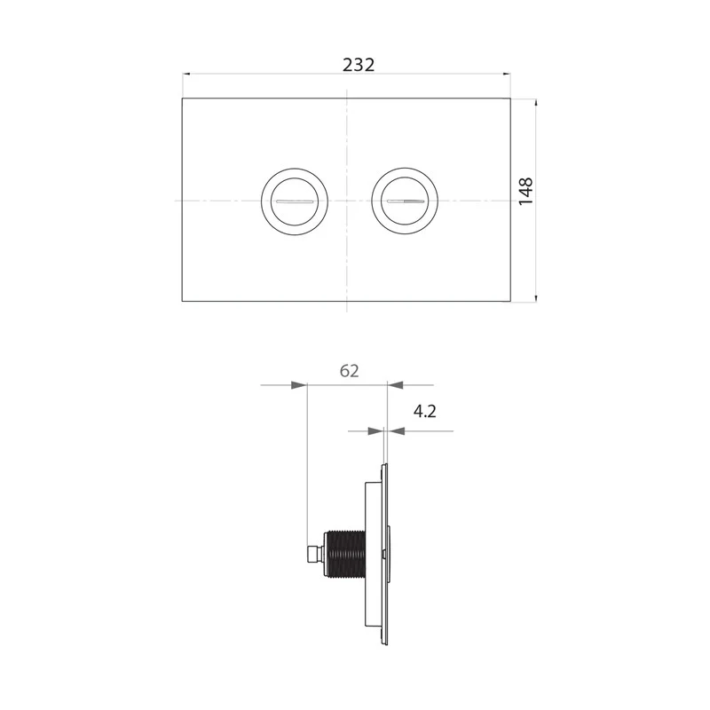 Parisi Twin Button Set for Low Level Cisterns - Black Glass - Image 2