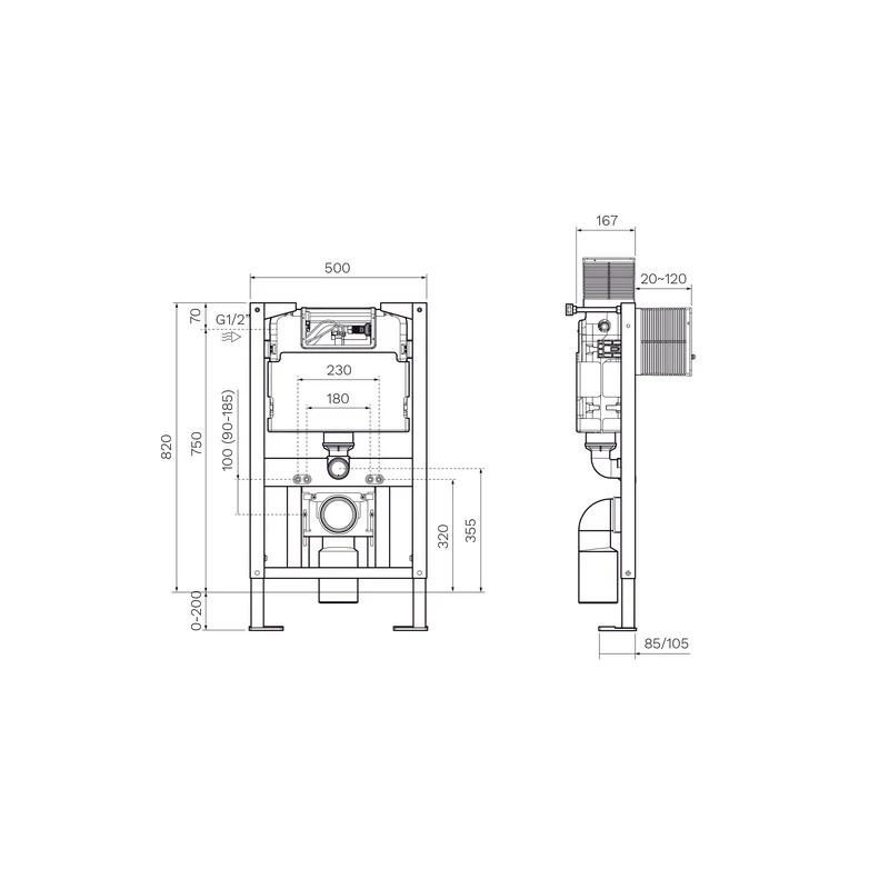 Parisi Undercounter Concealed Cistern with Metal Frame (Twin Buttons) - Image 2