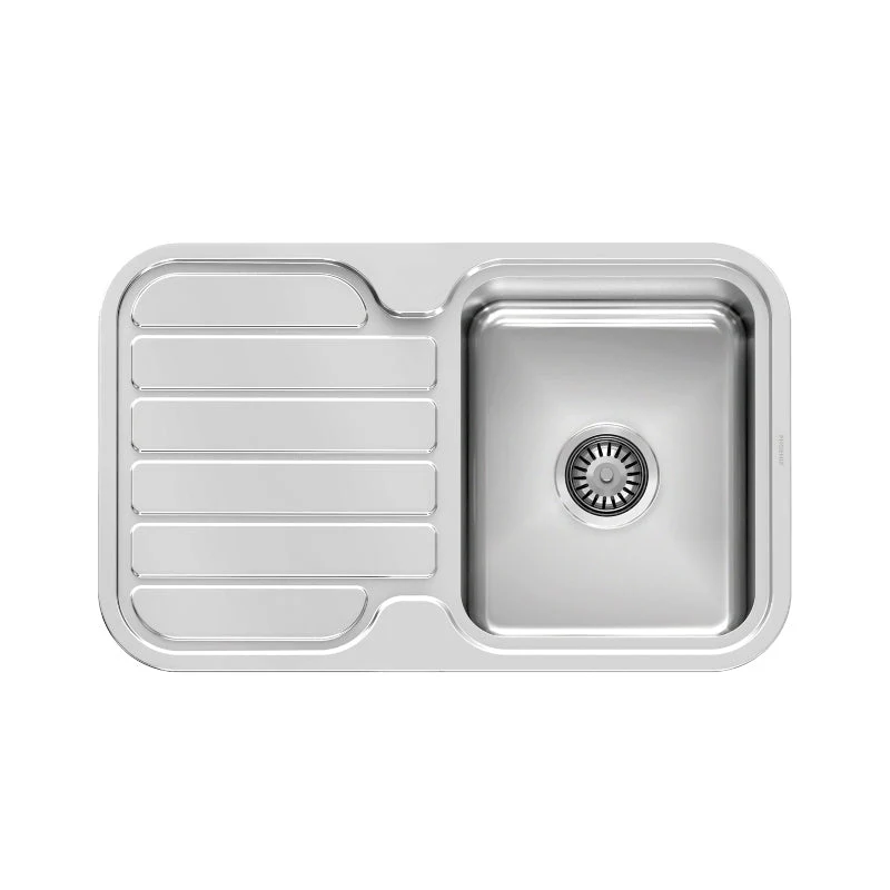 Phoenix 1000 Series Single Right Hand Bowl Kitchen Sink with Drainer - Stainless Steel