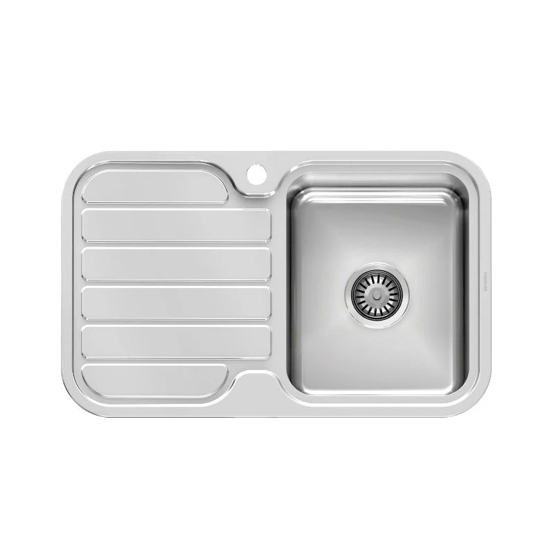 Phoenix 1000 Series Single Right Hand Bowl Kitchen Sink with Drainer - Stainless Steel - Image 2