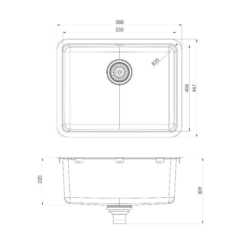 Phoenix 2000 Series Large Single Bowl Kitchen Sink - Stainless Steel - Image 2