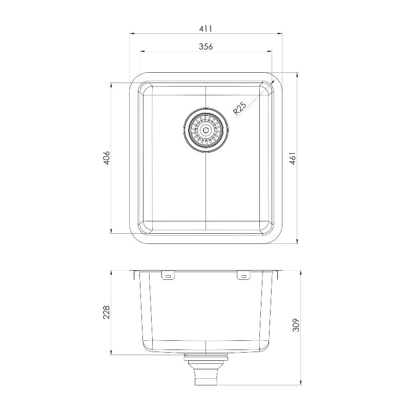 Phoenix 2000 Series Single Bowl Kitchen Sink - Stainless Steel - Image 2