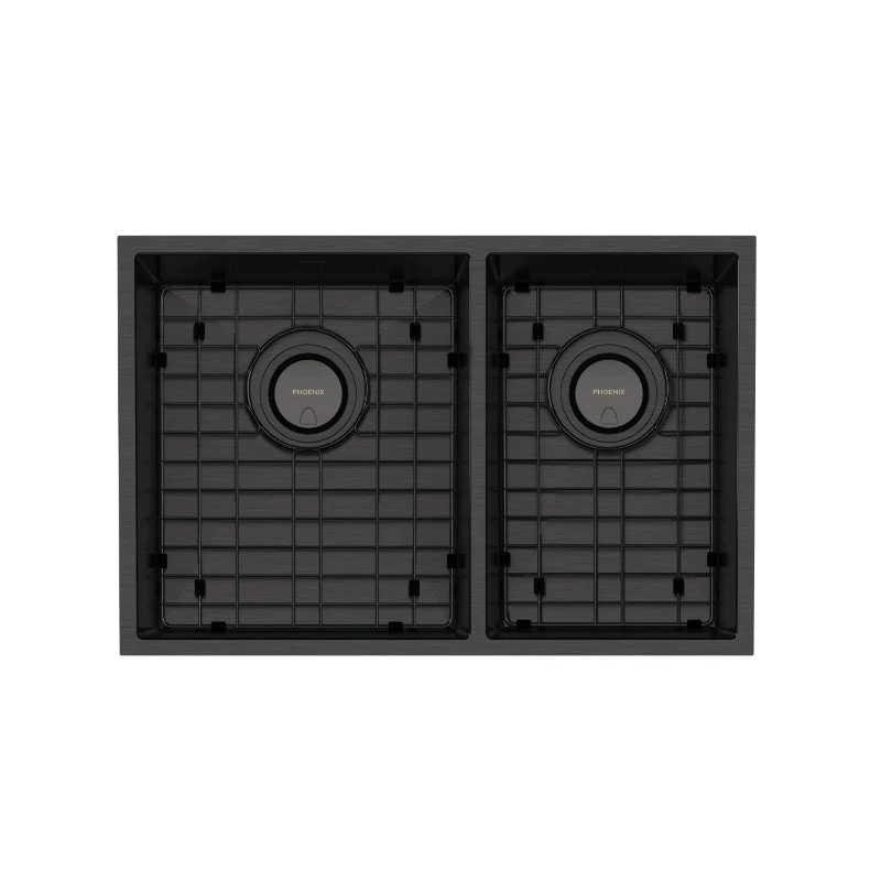 Phoenix 4000 Series 1 and 3/4 Left Hand Bowl Kitchen Sink - Brushed Black