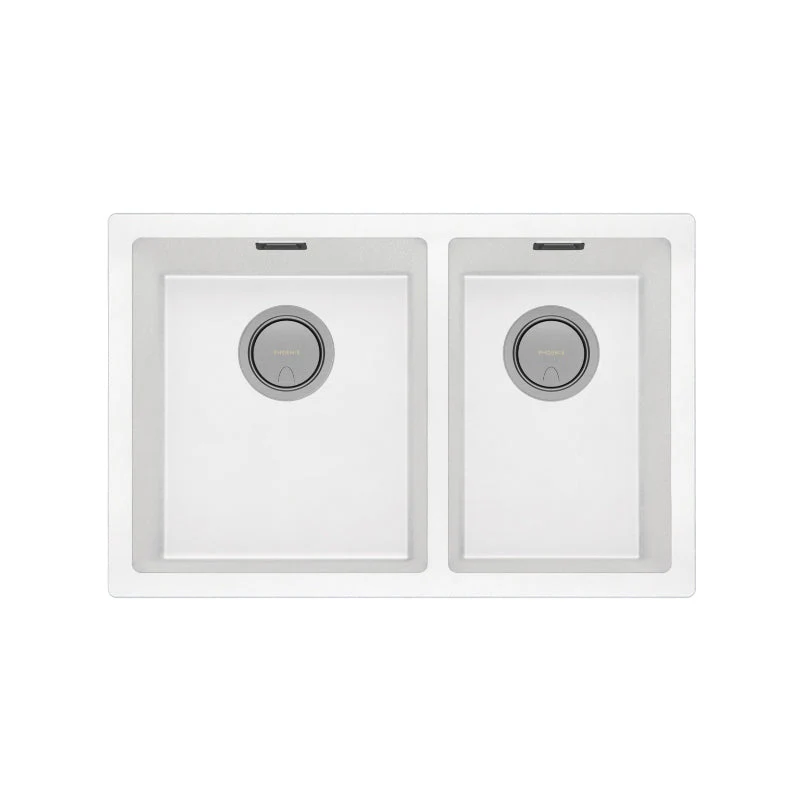Phoenix 5000 Series 1 and 3/4 Left Hand Bowl Kitchen Sink - White Matte