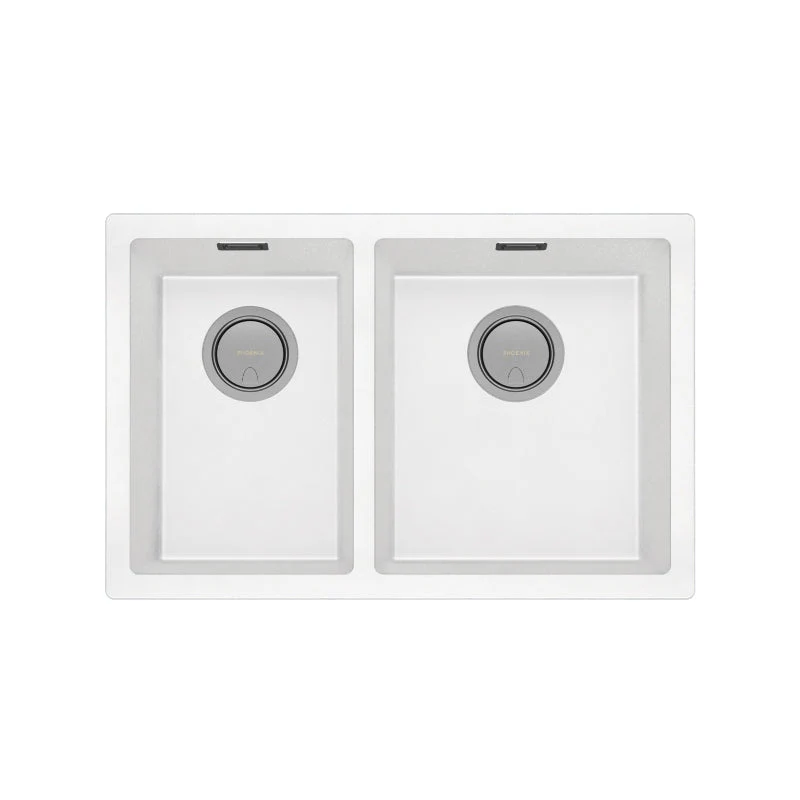 Phoenix 5000 Series 1 and 3/4 Right Hand Bowl Kitchen Sink - White Matte