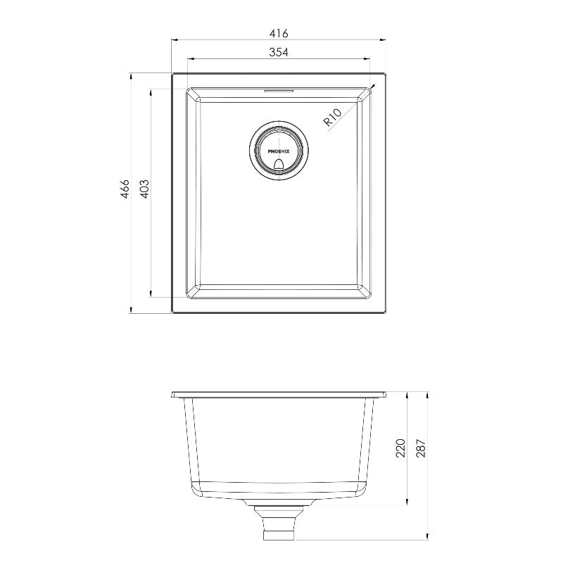 Phoenix 5000 Series Single Bowl Kitchen Sink - White Matte - Image 2