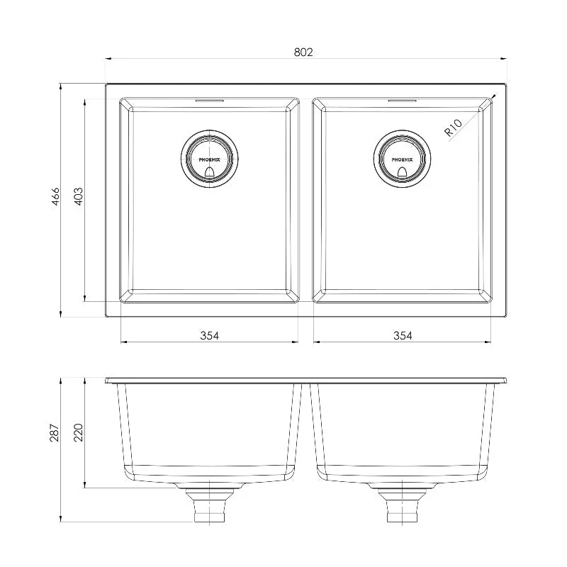 Phoenix 5000 Series Sink Package Black Matte - Includes Stainless Steel Gold Sink Mixer, Waste, Chopping Board & Roller Mat - Image 3