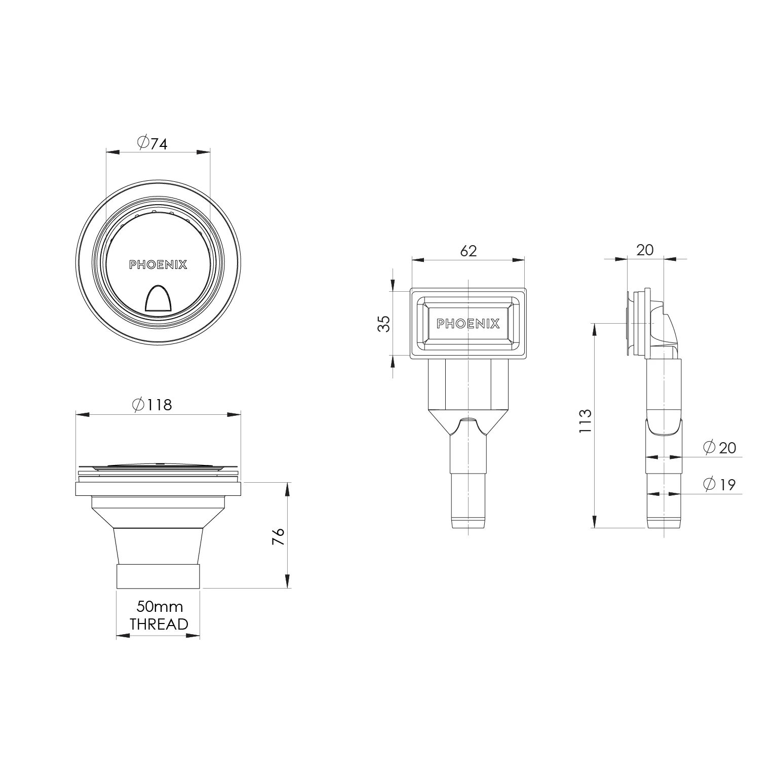 Phoenix 5000 Series Sink Package White Matte - Includes Brushed Gold Sink Mixer, Waste & Chopping Board - Image 6