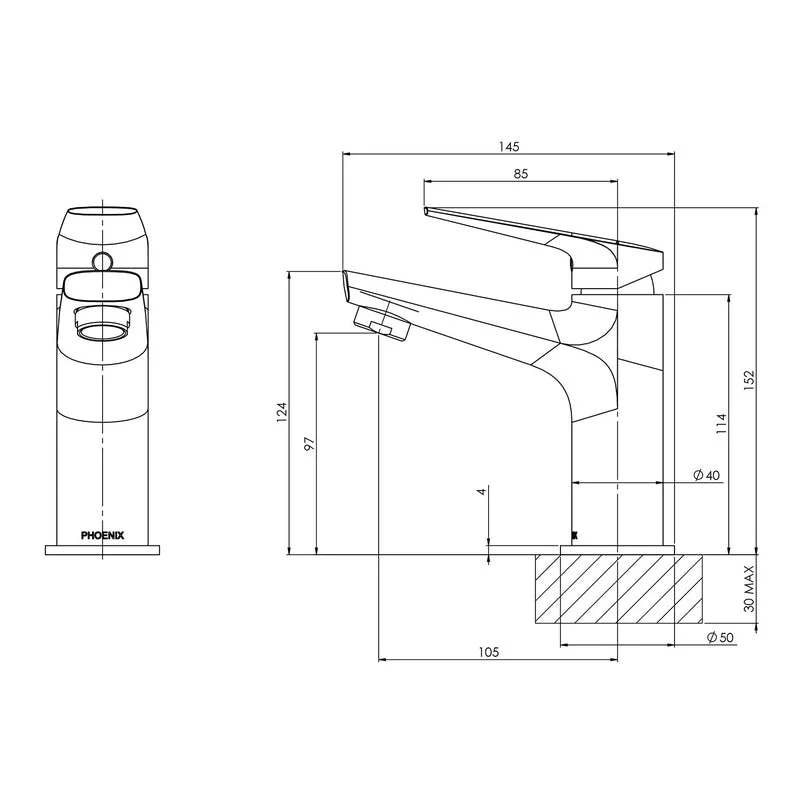 Phoenix Arlo Basin Mixer - Brushed Nickel - Image 2