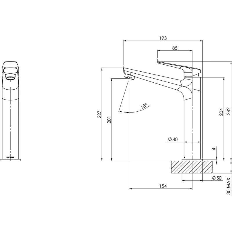 Phoenix Arlo Vessel Mixer - Brushed Nickel - Image 2