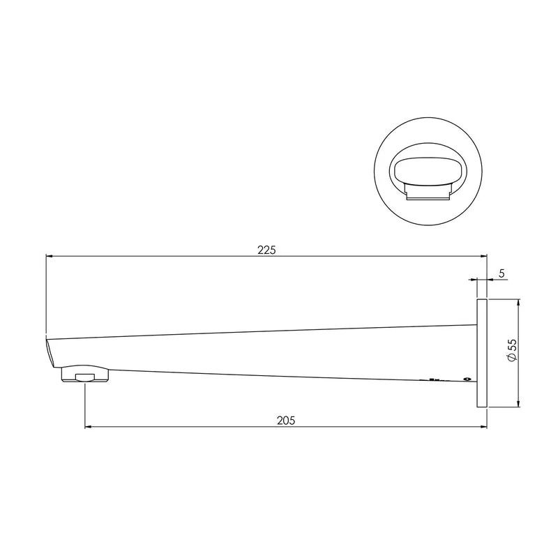 Phoenix Arlo Wall Bath Outlet 200mm - Black Matte - Image 2