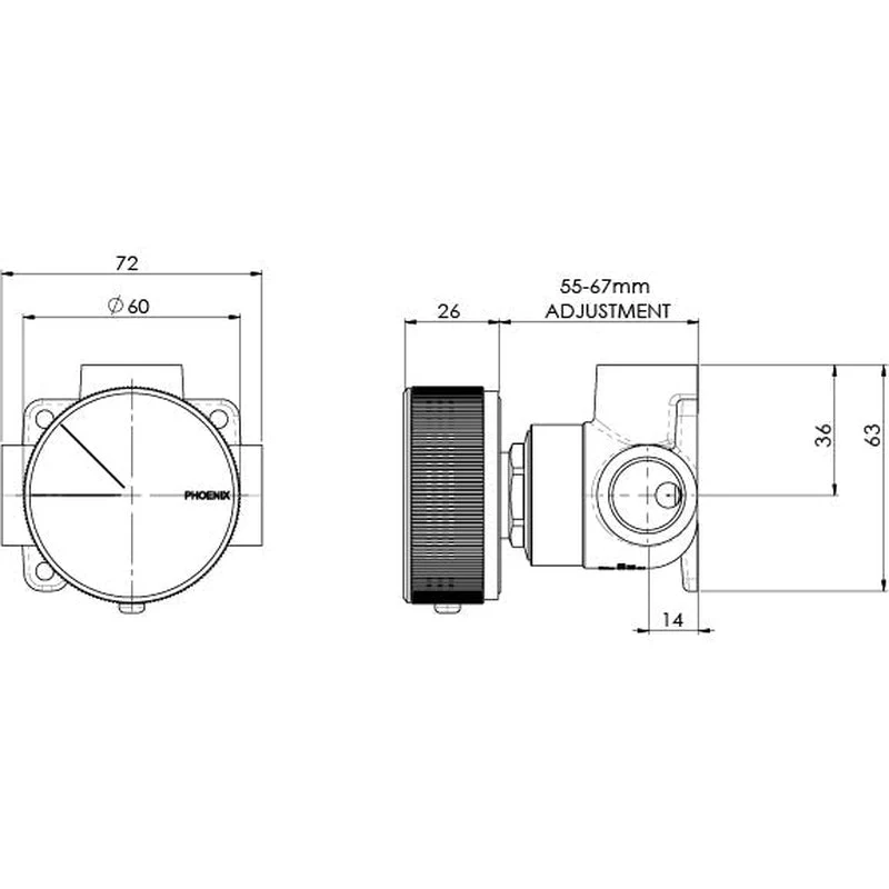 Phoenix Axia Shower / Wall Mixer - Brushed Nickel - Image 2