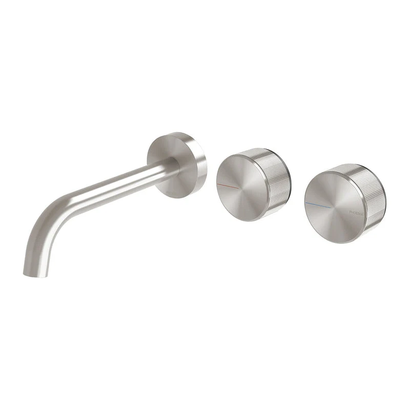 Phoenix Axia Wall Basin / Bath Curved Outlet Hostess Set 180mm - Brushed Nickel