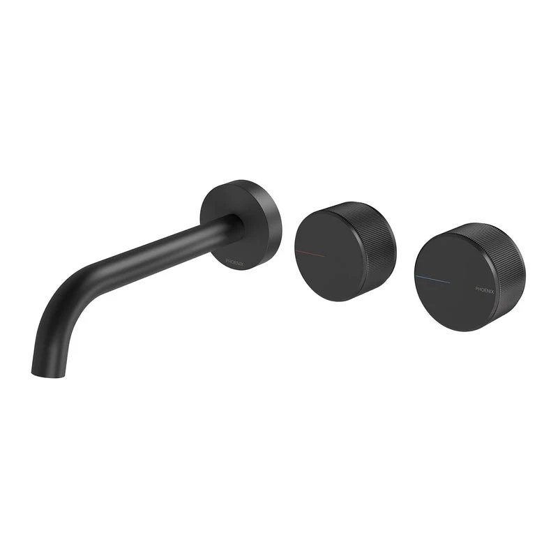 Phoenix Axia Wall Basin / Bath Curved Outlet Hostess Set 180mm - Black Matte