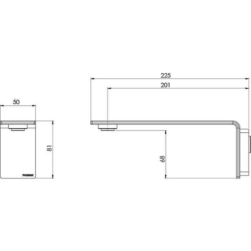 Phoenix Axia Wall Basin / Bath Outlet 200mm - Brushed Nickel - Image 2