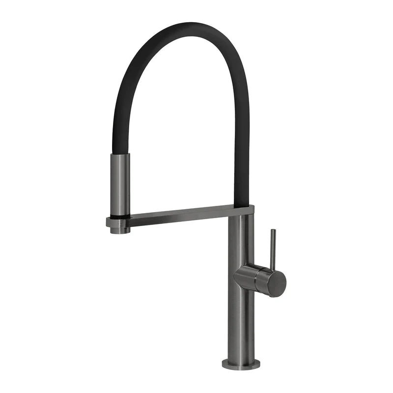 Phoenix Blix Flexible Hose Kitchen Sink Mixer Tap Round - Brushed Carbon