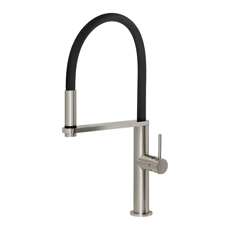 Phoenix Blix Flexible Hose Kitchen Sink Mixer Tap Round - Brushed Nickel