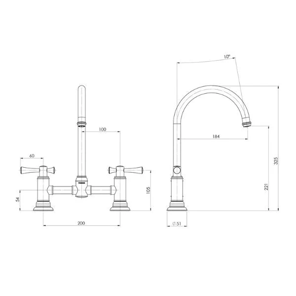 Phoenix Cromford Exposed Sink Set - Chrome - Image 2