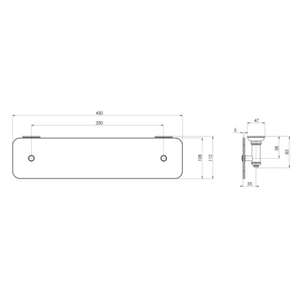 Phoenix Cromford Glass Shelf 450mm - Brushed Nickel - Image 2