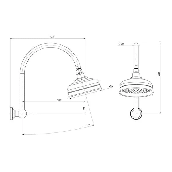Phoenix Cromford High-Rise Shower Arm and Rose - Black Matte - Image 2