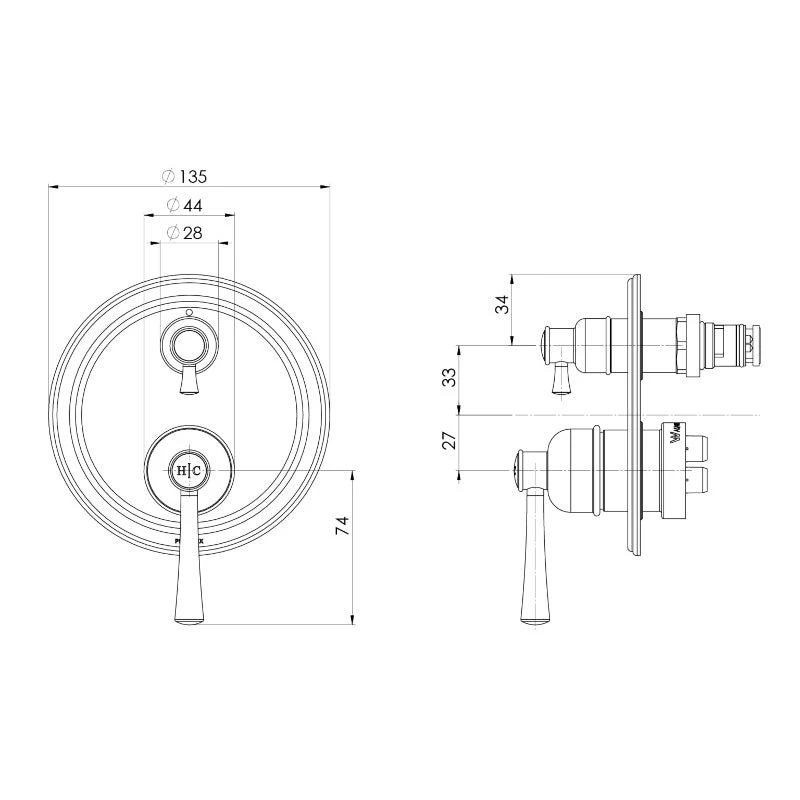 Phoenix Cromford Shower / Wall Diverter Mixer - Chrome - Image 2