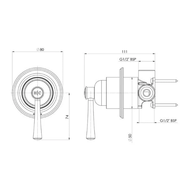 Phoenix Cromford Shower / Wall Mixer - Brushed Gold - Image 2