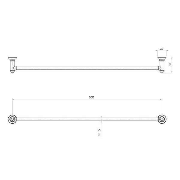 Phoenix Cromford Single Towel Rail 800mm - Chrome - Image 2
