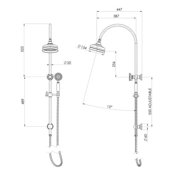 Phoenix Cromford Twin Shower - Black Matte - Image 2