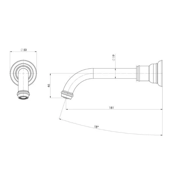 Phoenix Cromford Wall Basin / Bath Outlet - Chrome - Image 2