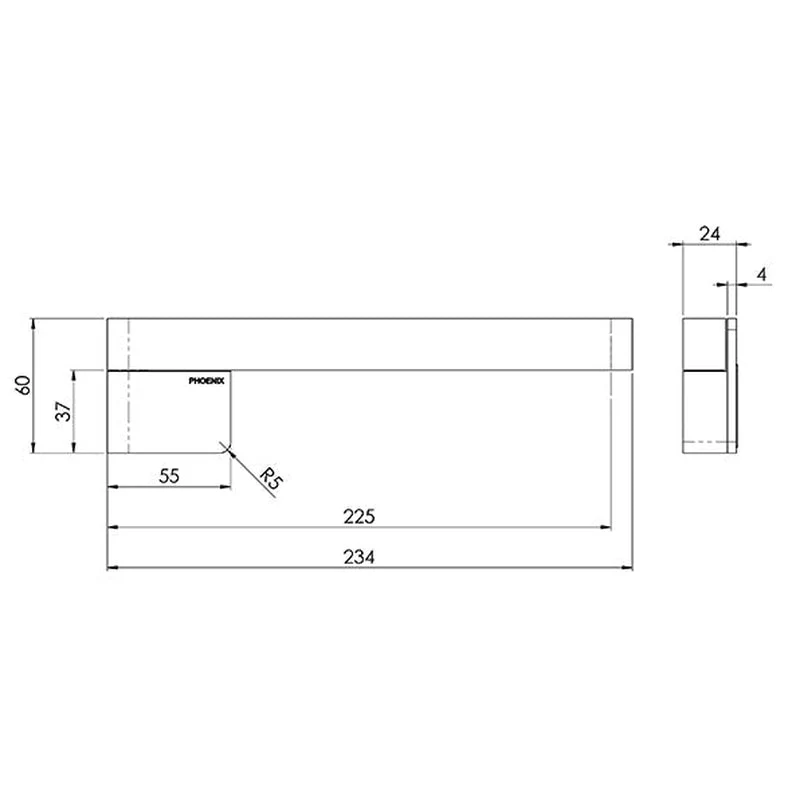 Phoenix Designer Swivel Bath Outlet 230mm Squareline - Black Matte - Image 2