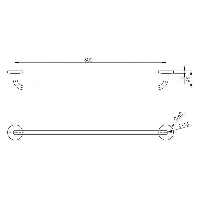 Phoenix Festival Single Towel Rail 600mm - Chrome - Image 2