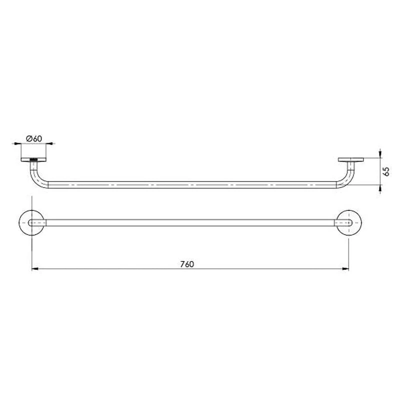 Phoenix Festival Single Towel Rail 760mm - Chrome - Image 2