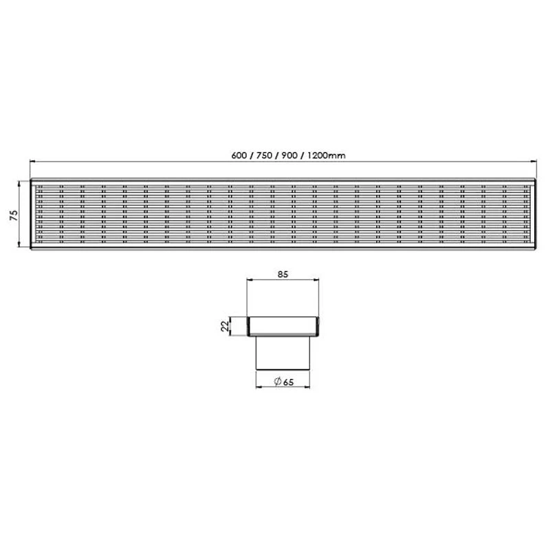 Phoenix Flat Channel 75mm Heel Guard Drain 65mm Outlet - Stainless Steel - Image 3