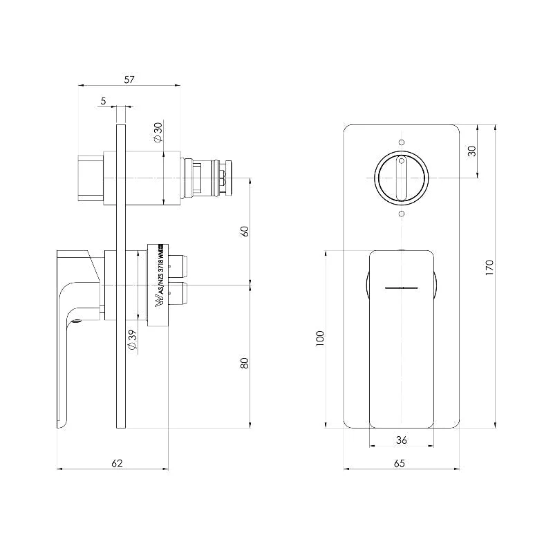 Phoenix Gloss MKII SwitchMix Shower / Bath Diverter - Black Matte - Image 2
