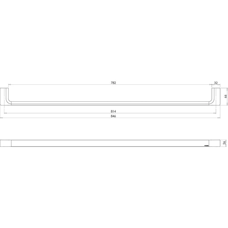 Phoenix Gloss Single Towel Rail 800mm - Black Matte - Image 2