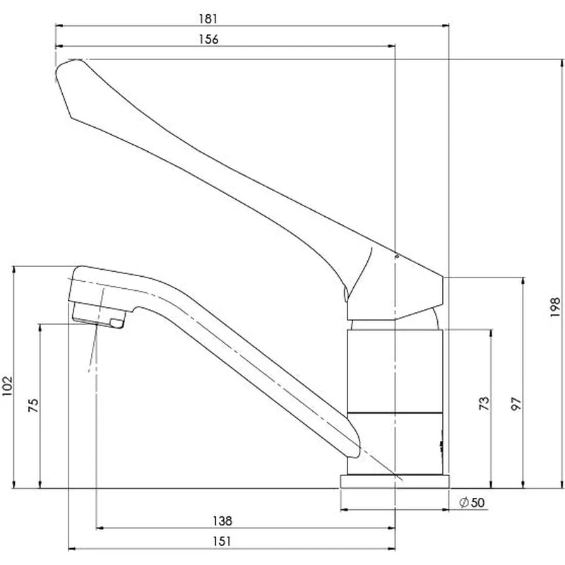Phoenix Ivy MKII Extended Handle Swivel Basin Mixer - Chrome - Image 2