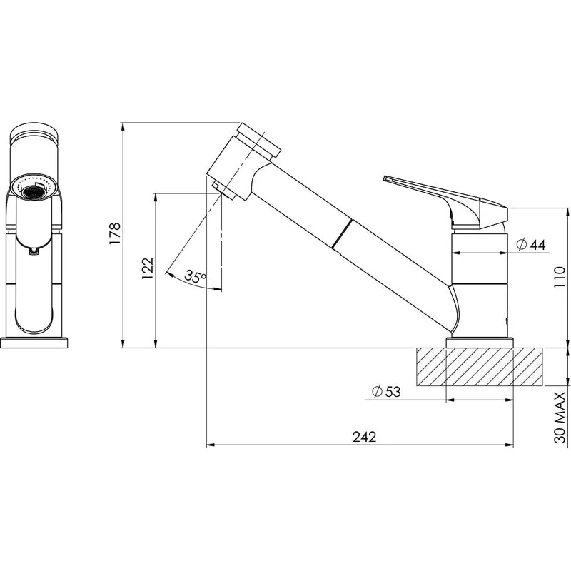 Phoenix Ivy MKII Pull Out Sink Mixer - Black Matte - Image 2