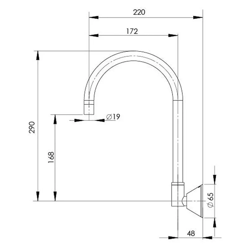 Phoenix Ivy Wall Sink Outlet 170mm Gooseneck - Chrome - Image 2