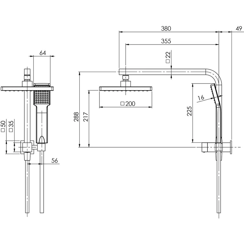 Phoenix Lexi Compact Twin Shower - Brushed Nickel - Image 2
