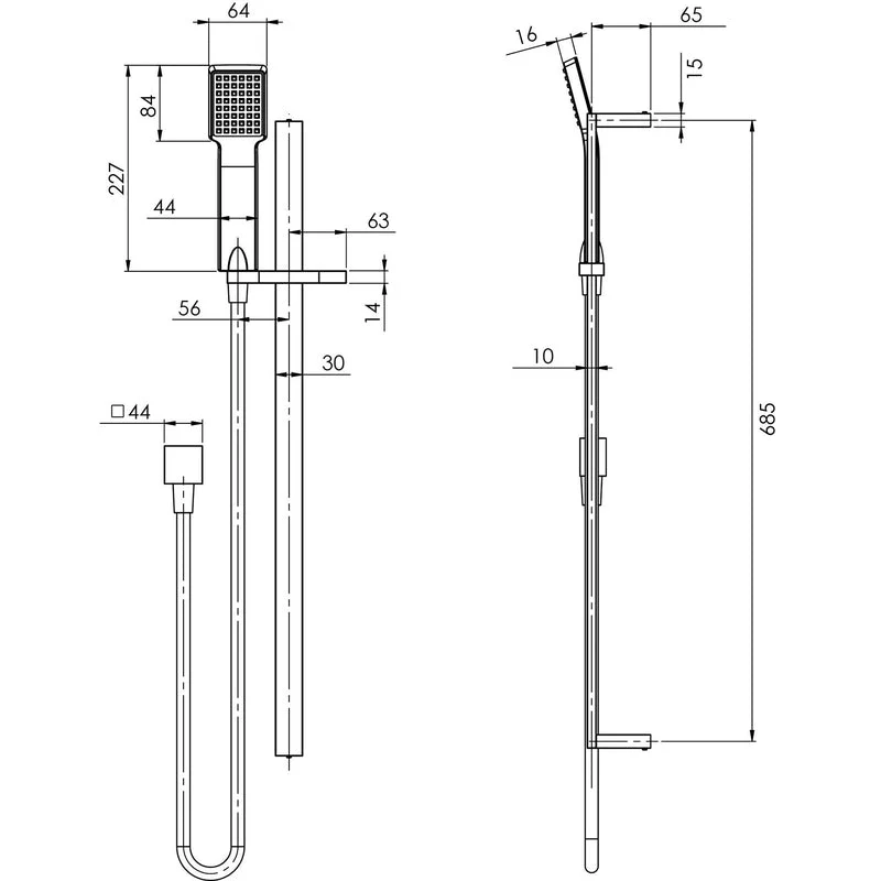 Phoenix Lexi Deluxe Rail Shower - Brushed Nickel - Image 2