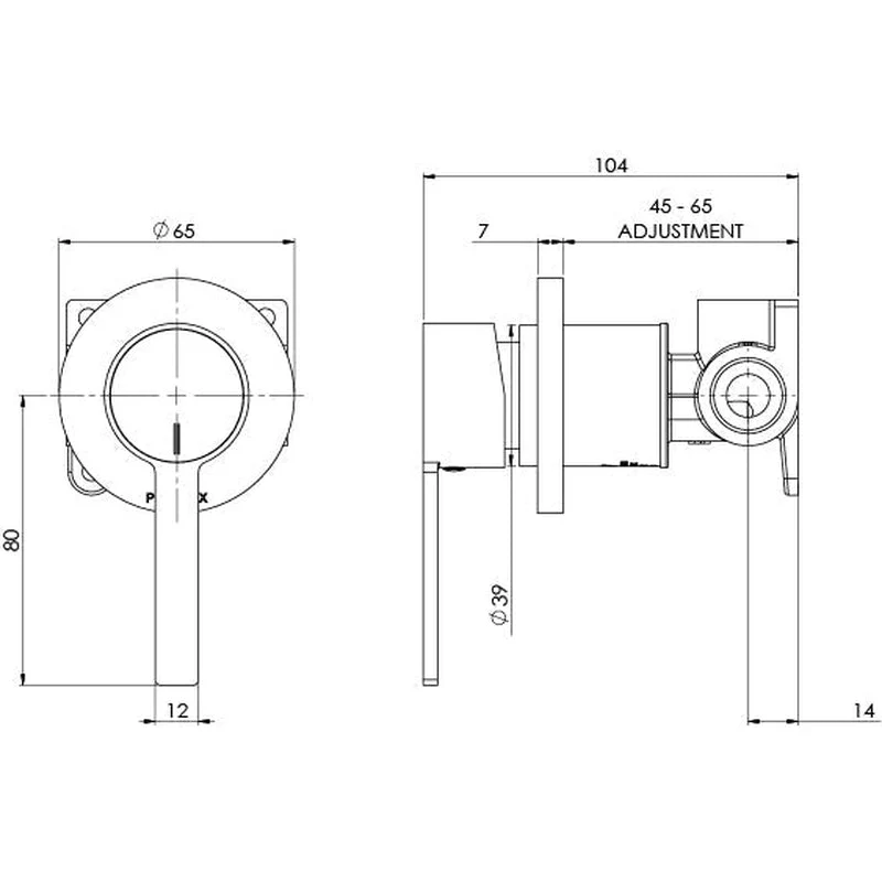 Phoenix Lexi MKII Shower / Wall Mixer - Chrome - Image 2